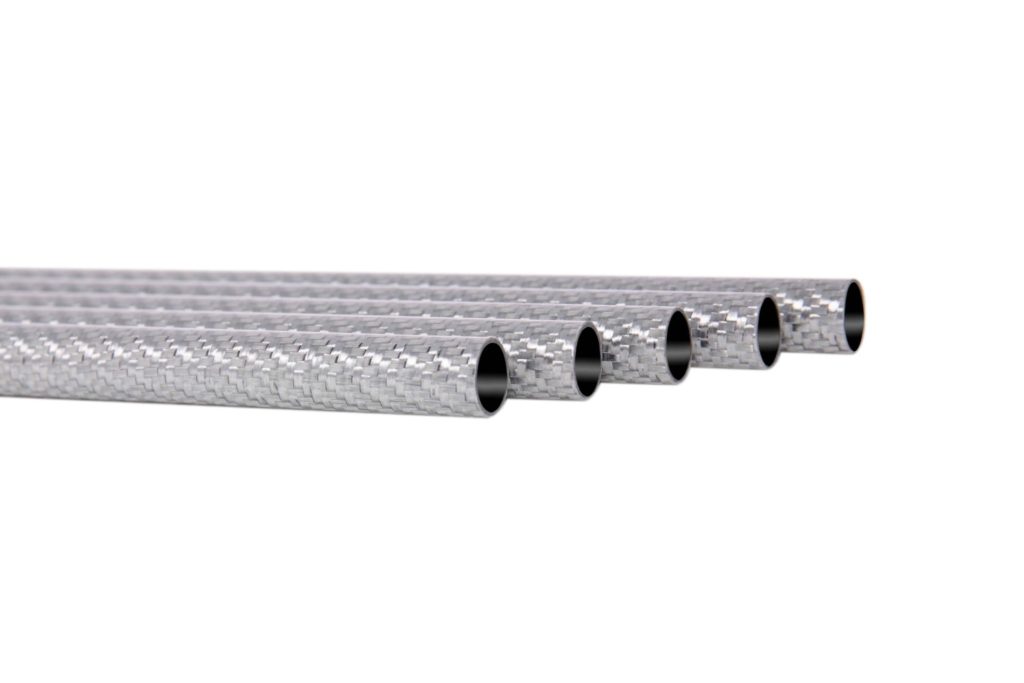 carbon fiber tube with silver aluminised fiberglass surface